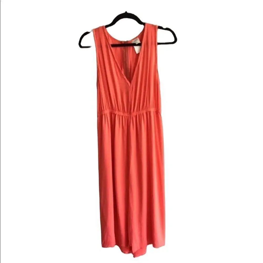 ARITZIA Silk Sleeveless V-Neck Midi Dress Melon S - Picture 2 of 7